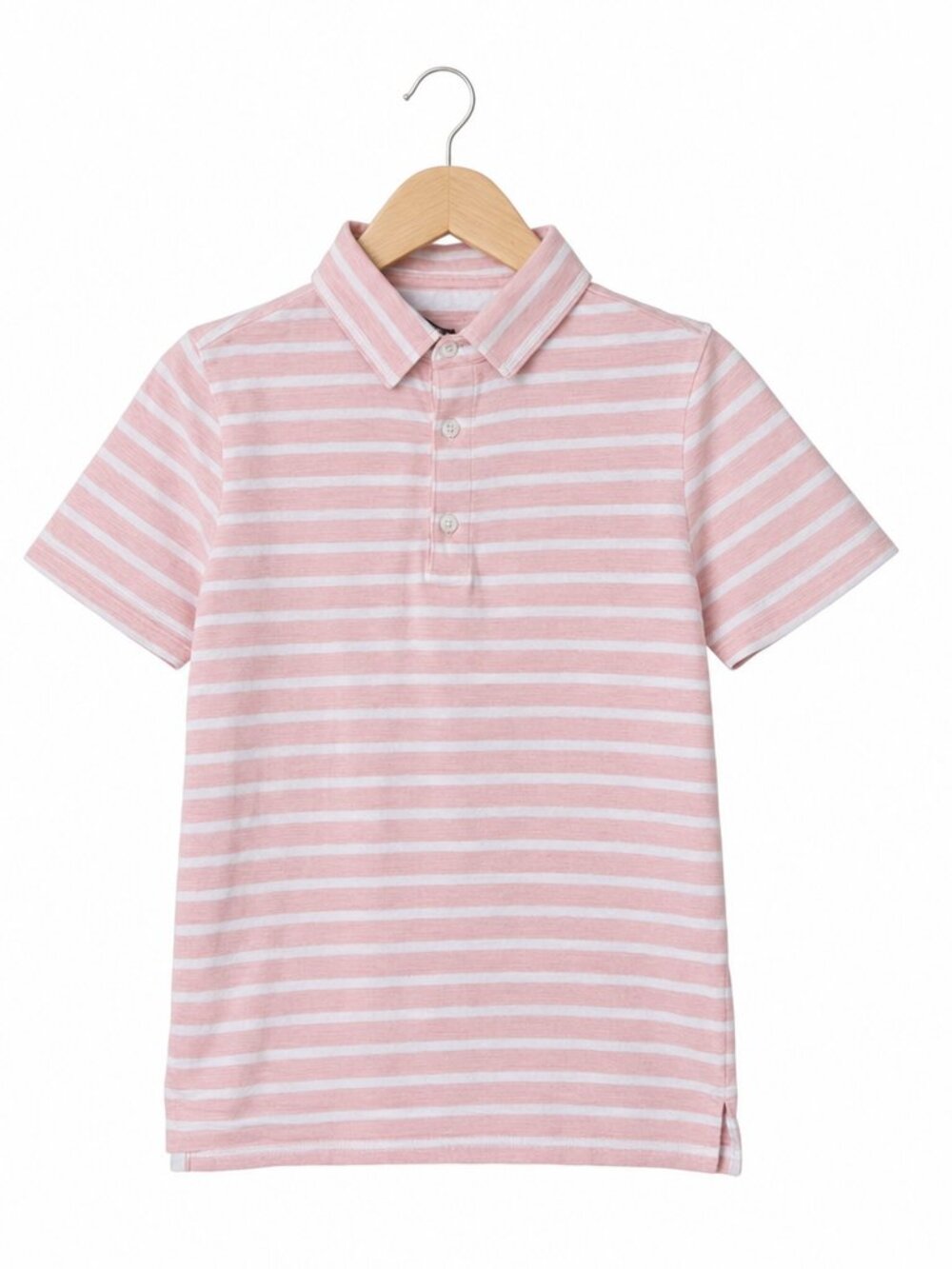Janie and Jack Kids Coral Light Pink White Striped Polo Shirt Size 7
